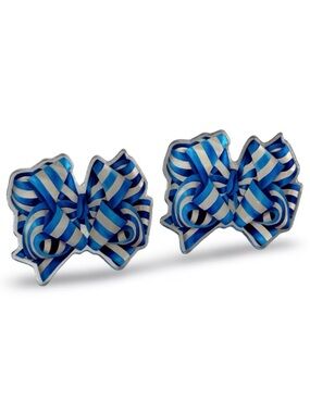 NIB : Brooke Bow Acrylic Stud Earrings - Blue